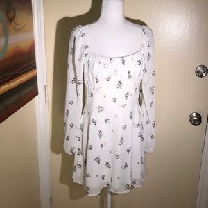 ROWA WHITE LONG SLEEVE SHEER DRESS SIZE MEDIUM